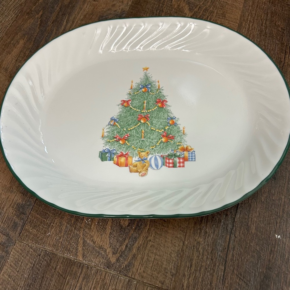 Corelle Holiday Magic Christmas Tree Oval Serving Platter 12 inch Made in USA